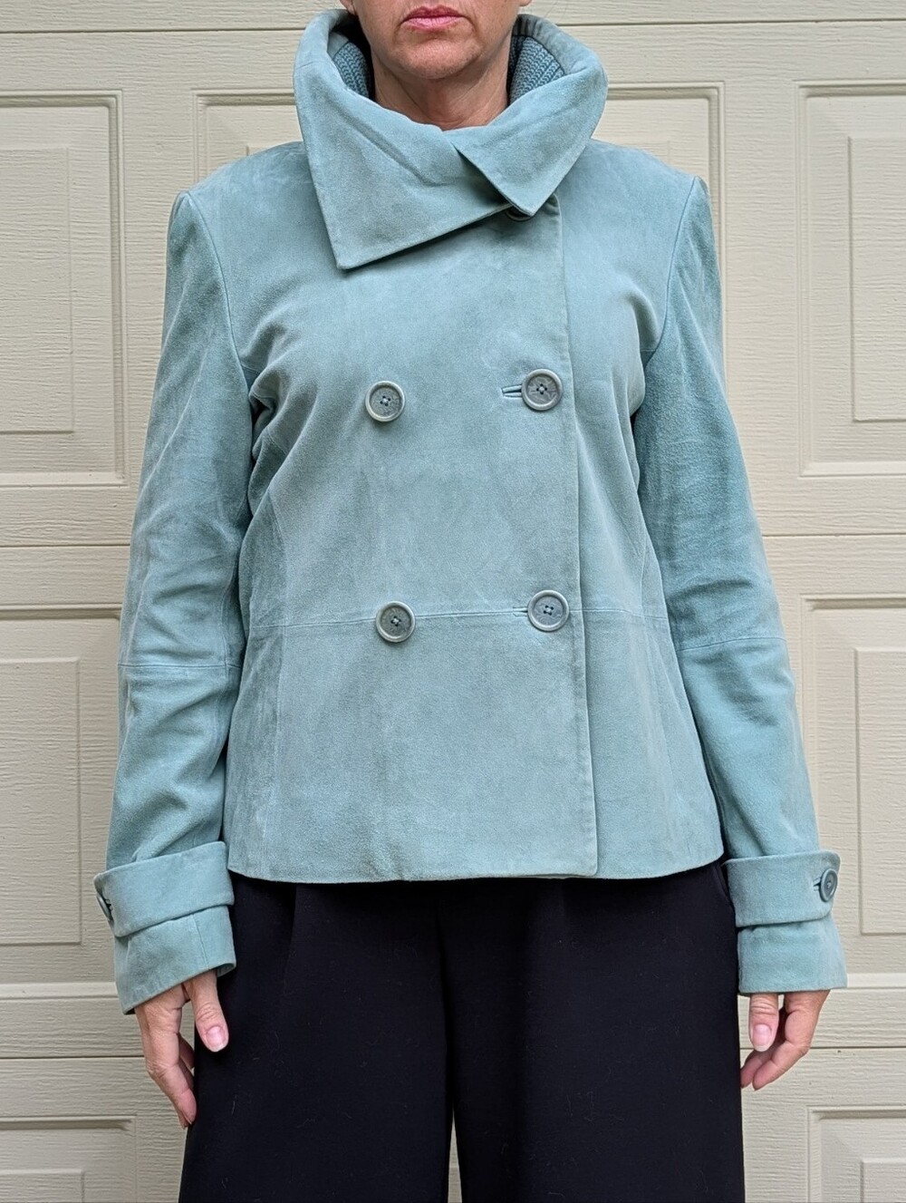 OPTIONS GARFIELD & MARKS suede leather peacoat jacket M L